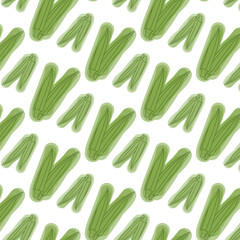 Seamless okra or lady finger vegetable pattern with textured green pods for food packaging, decor, and textile design
