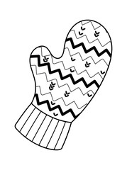 Cute Christmas mitten coloring drawing