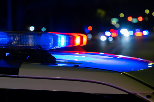 Police lights at a crime scene