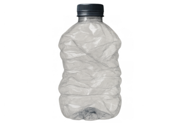 Crumpled plastic water bottle displaying pollution and waste concept, ready for recycling initiatives