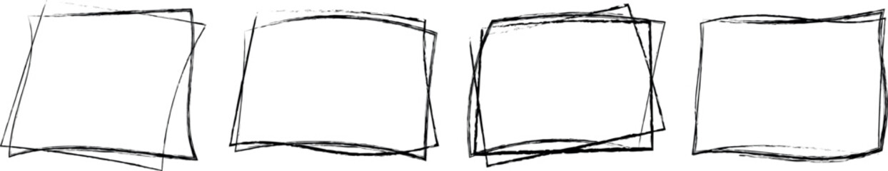 set of black colored shape brush painted banner frame stamps