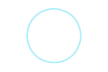 Glowing neon light circle frame on transparent background