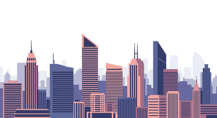 Obraz premium Vector Illustration of a modern Cityscape skyline with Skyscrapers on White Background Urban