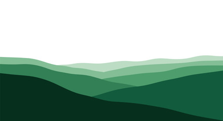 Serene green hills landscape with layered effect conveying tranquility and depth of nature