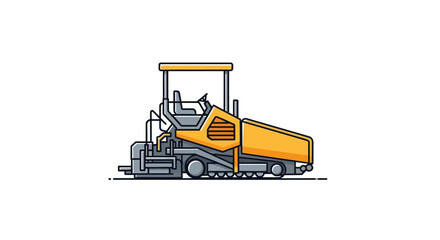 Detailed cartoon illustration of an asphalt paver machine for road construction project isolated