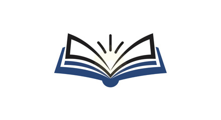Creative book logo design showcasing open pages and radiating knowledge emblem design for education