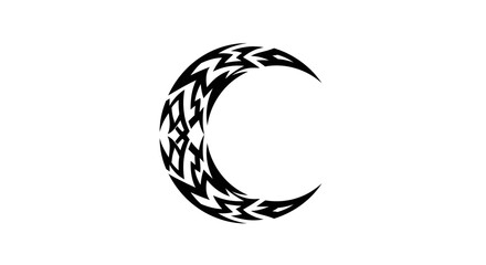 Tribal style crescent moon vector illustration with intricate patterns and shapes