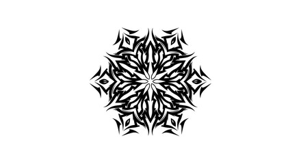 Intricate black and white floral design with radial symmetry for modern patterns
