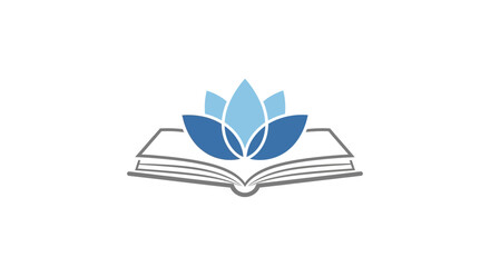 Illuminated wisdom: A book intertwined with a serene lotus blossom of knowledge