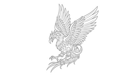 Detailed griffin outline with outstretched wings, a majestic mythical creature design element © Anisah