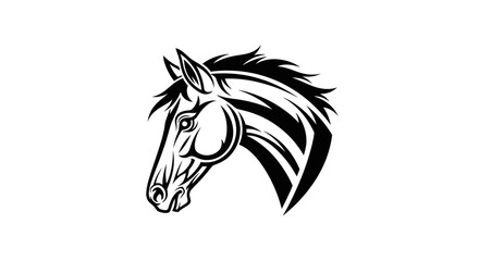 Striking horse head illustration with bold lines showcases equestrian power and grace