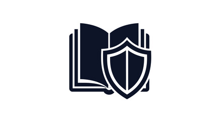 Icon Illustration: Secure knowledge and information with abstract shield and book protection