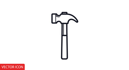 Minimalist hammer illustration with bold outlines offering a modern take on craftsmanship