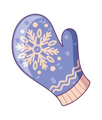 Blue snowflake design Christmas mitten