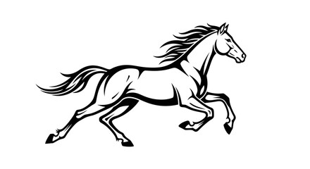 Dynamic monochrome stallion illustration conveying freedom movement and power in digital design