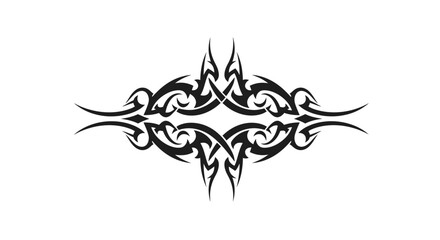Sharp abstract tribal pattern design with symmetrical dark silhouette on a clean background