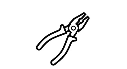 Minimalist illustration showcasing an open pliers tool on a crisp white background