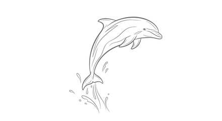 Elegant outline artwork showcasing a dolphin's joyous leap from crystal ocean water