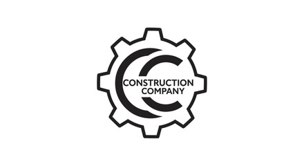Creative construction firm insignia featuring intertwined 'C' letters within a bold gear shape