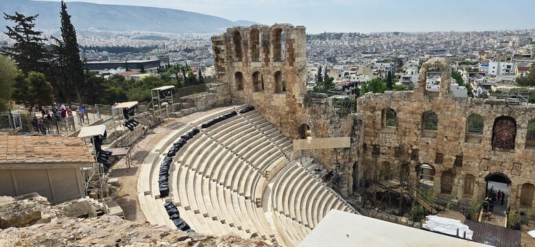 The Odeon of Herodes Atticus, also called Herodeion or Herodion, is a stone greek theatre structure located on the southwest slope of the Acropolis of Athens, Greece.