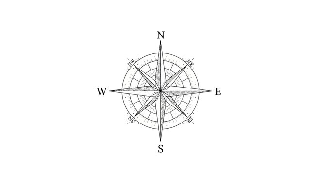 Vintage style compass rose illustration offering a symbolic representation of guidance and direction