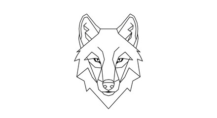 Geometric animal art, wolf face with sharp lines and modern design, clean and precise composition © Anisah