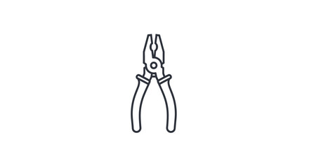 Minimalist outline illustration of combination pliers on a white background design