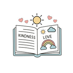 Kindness and Love Book Illustration, open book