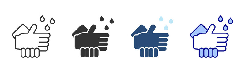 Hand Wash Icon Set. Designed In Multi Style