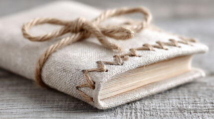 close-up of a skilled bookbinder meticulously stitching the pages of a handmade book
