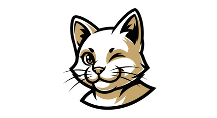 Obraz premium Cartoon Cat Winking with Mischievous Expression, Vector Illustration.