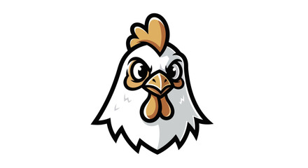 Cartoon Chicken Head with Detailed Features and Expressive Eyes.