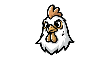 Cartoon Chicken Head with Determined Expression and Detailed Features.