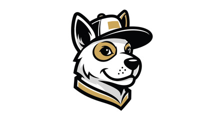 Cartoon dog head wearing a cap with a cool and friendly expression.