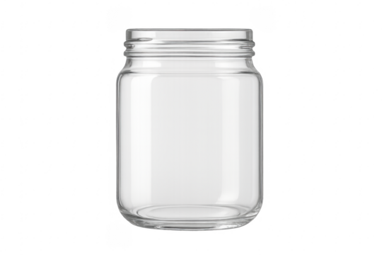 Empty clear glass jar with screw top opening