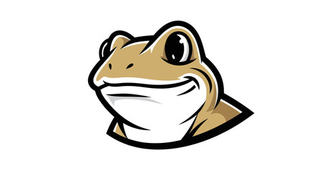 Cartoon Frog Head with a Friendly Smile and Expressive Eyes.