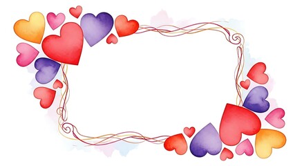 Colorful heart shaped border design with swirling lines