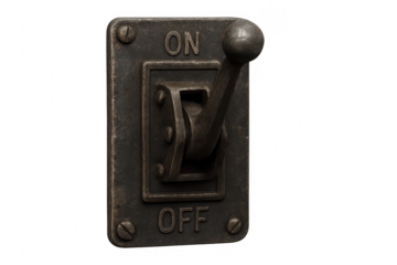 Vintage industrial toggle switch showing on and off
