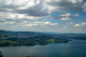 Obraz premium European Travel & Adventure:&nbsp;Promoting travel to the Swiss Alps. Images feature stunning vistas, hiking trails, lakes for sailing, and the overall spirit of outdoor exploration and adventure tourism.