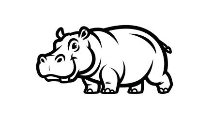 Cartoon Hippopotamus Illustration - A Charming and Playful Design.