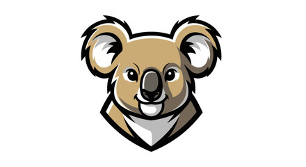 Cartoon Koala Head Mascot with Friendly Expression and Detailed Fur.