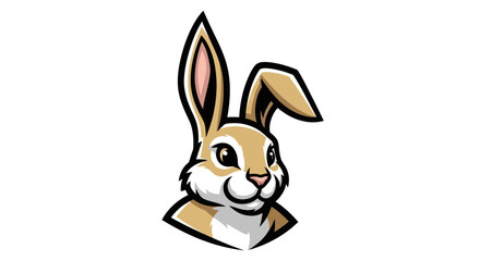 Cartoon Rabbit Head with Detailed Features and Expressive Eyes.