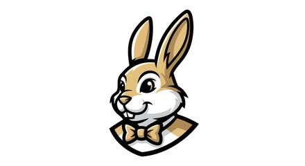 Cartoon rabbit with a bow tie, elegant and charming.