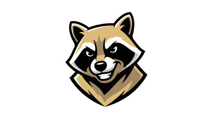 Cartoon Raccoon Head Mascot with Determined Expression and Detailed Shading.