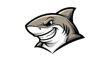 Cartoon Shark Head with Gritted Teeth and Menacing Expression.