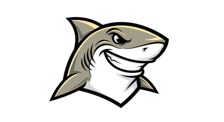 Fototapeta premium Cartoon Shark Mascot with a Grinning Expression and Sharp Teeth.