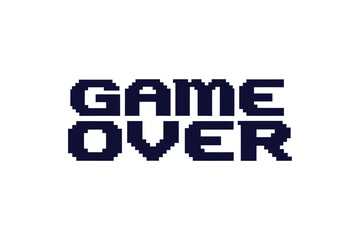 Fototapeta premium Retro pixelated game over text in a solid one color vector design