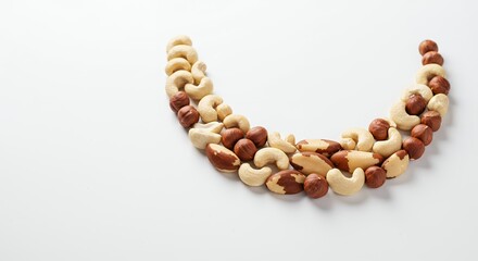 Obraz premium Nuts Arranged in a Crescent Shape