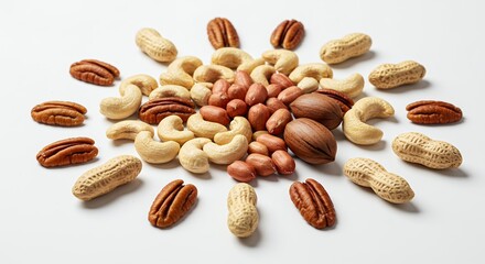 Obraz premium Assortment of Nuts on White Background
