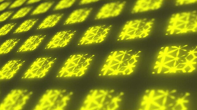 Flashing kaleidoscopic neon patterns lights. Computer generated seamless loop absrtact background. 3D render seamless loop animation